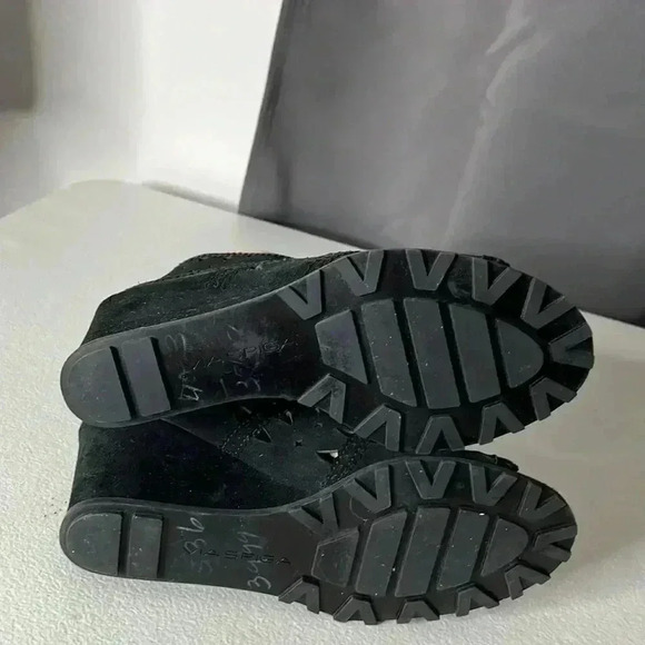 VIA SPIGA Latanya Open Toe Wedge Black Booties Size 7 - Picture 4 of 6